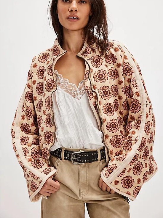 Free People Jackets & Blazers - Free People Printed Dolman Quilted Knit Jacket Medium